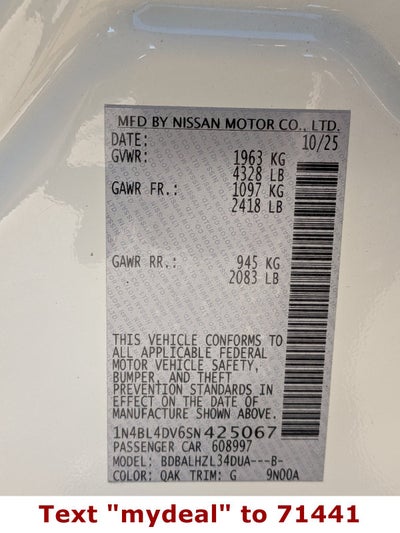 2025 Nissan Altima SV